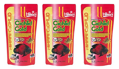 (3 Pack) Hikari Cichlid Gold Floating Pellets Large, 8.8-Ounce