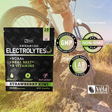 Enhanced Electrolyte Powder Stick Packs (Strawberry Kiwi- 20 Packets) Sugar Free + BCAA B-Vitamins & Real Salt® - Keto Electrolytes, Hydration Powder