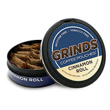 Grinds Coffee Pouches | 3 Cans of Cinnamon Roll | 18 Pouches Per Can | 1 Pouch eq. 1/4 Cup of Coffee (Cinnamon Roll)