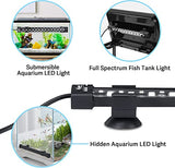 hygger 24/7 Mode Submersible Aquarium LED Light, Full Spectrum Hidden Fish Tank Light with 3 Rows Beads 7 Colors Auto On Off Sunrise-Daylight-Moonlight, Adjustable Timer Brightness 10W