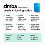Zimba Peppermint Flavored Teeth Whitening Strips | Vegan, Enamel Safe Hydrogen Peroxide Teeth Whitener for Coffee, Wine, Tobacco, and Other Stains | 14 Day Treatment | Peppermint