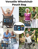 ISSYZONE Wheelchair Side Bag, Walker Pouch Bag with Cup Holder, Wheelchair Armrest Accessories for Walker, Rollator, Electric Scooter Wheelchairs, Ideal Gift for Mother's Day & Father's Day (Blue)