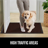 Gorilla Grip 100% Waterproof All-Season WeatherMax Doormat, Durable Natural Rubber, Stain and Fade Resistant, Low Profile, Indoor Outdoor Doormats, Easy Clean Patio Entrance Mat, 17x29, Coffee Square