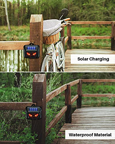 Solar Nocturnal Animal Repeller, 4 Pack Animal Deterrent Devices with Red LED Light, Waterproof Predator Repellent Outdoor, Deer Coyote Fox Skunk Rabbit Repellent for Garden Yard Farm Chicken Coop