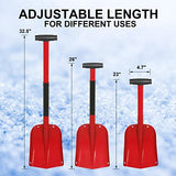 CARTMAN 32.5 Inch Folding Emergency Snow Shovel 3 Piece Aluminum Lightweight Portable Sport Utility Shovel for Car Trunk Camping Garden Beach with Ice Scraper Carrying Bag, Red