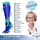 CHARMKING Compression Socks for Women & Men (8 Pairs) 15-20 mmHg Graduated Copper Support Socks are Best for Pregnant, Nurses - Boost Performance, Circulation, Knee High & Wide Calf (L/XL, Multi 08)