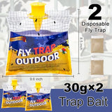 Fly Traps Outdoor Fly Trap Hanging with 30g Fly Bait, Natural Pre-Baited Fly Bags Outdoor Disposable Stable Horse Ranch Fly Trap Bag Fly Catchers Killer Outdoor 2 Pack