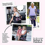 Wheelchair Bag, Walker Bag, Walker and Wheelchair Accessories for Adults, Water Resistant Storage Pouches for rollator, Electric Wheel Chair (armrest, Back Handle), Seniors, Gift for Woman, Floral