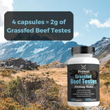 Primal Being Grassfed Beef Testes, Supports Vitality, Libido, Hormonal Health, Male Reproduction - 120 Capsules, 2000mg per Serving