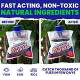 Fly Trap Outdoor Hanging Fly Catcher. 4 Pack Disposable Outdoor Fly Bags with Fly Bait Repellent and Blue Fly Attractant Lure. Fly Trapper Helps Control Horse Flies in Barns or Ranch