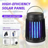 Solar Bug Zapper Outdoor Waterproof Mosquito Zapper for Patio Home Camping, 3 in 1 Cordless Mosquito Light Killer Portable Small Bug Zapper - Camping Light, Mosquito Killer, Flashlight - Black, 2 PCS