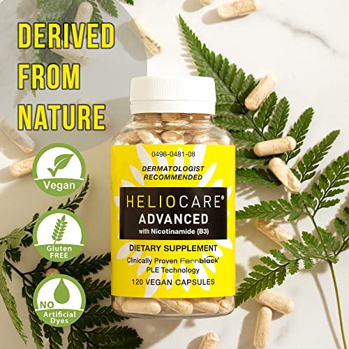 Heliocare Advanced Nicotinamide B3 Supplement: Niacinamide 500mg and Fernblock PLE Extract 240mg Per Serving - Supports Skin Cell Health W/ Antioxidant Rich Vitamin B3 Niacin - 120 Vegan Capsules