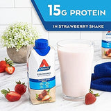 Atkins Strawberry Protein Shake, 15g Protein, Low Glycemic, 2g Net Carb, 1g Sugar, Keto Friendly, 12 Count
