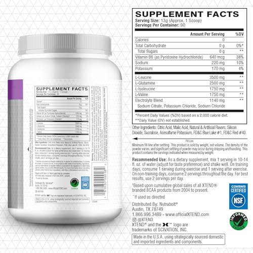 XTEND Original BCAA Powder 7g BCAA and 2.5g L-Glutamine, Sugar Free Post Workout Muscle Recovery Drink with Amino Acids for Men & Women, 90 Servings