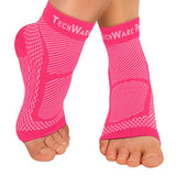 TechWare Pro Ankle Brace Compression Sleeve - Relieves Achilles Tendonitis, Joint Pain. Plantar Fasciitis Foot Sock with Arch Support Reduces Swelling & Heel Spur Pain. (Pink, S/M)