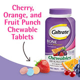 Caltrate Chewables 600 Plus D3 Plus Minerals Calcium Vitamin D Supplement, Cherry, Orange and Fruit Punch - 155 Count