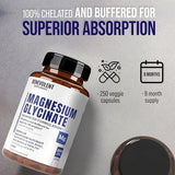 Premium Magnesium Glycinate 500mg Capsules (8 Months Supply + High Absorption Formula) Chelated Buffered Glycinate to Support Digestion, Bone, Sleep & Muscle Health. Made in USA. Non-GMO.250 Capsules