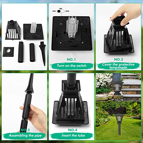 2 Pack Solar Bug Zapper Outdoor Solar Mosquito Zapper Powered Bug Zapper LED Mosquito Killer Light Lamp for Indoor and Garden Use