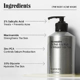 Nécessaire The Body Acne Wash. Medicated Clearing Cleanse. 2% Salicylic Acid, Niacinamide, Zinc PCA + Rosemary. Treat + Prevent Body Acne. Dermatologist-Tested. Non-Comedogenic. Hypoallergenic. 250 ml / 8.4 fl oz
