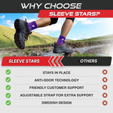 Sleeve Stars Ankle Brace for Women & Men, Achilles & Plantar Fasciitis Relief Compression Sleeve, Foot Brace with Ankle Support Strap, Heel Protector Wrap for Pain, Tendonitis & Sprain (Pair/Dark Purple)