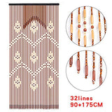 YIYIBYUS 90x175CM / 35.4 x 68.9 Inches 32pcs Beaded Natural Wood Bead Curtain Removable Entrance Partition Curtain Bamboo Doorway Bead Bohemian Curtain (90 x175CM)