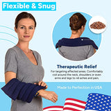 SunnyBay Microwave Heating Pad, Microwavable Heated Neck and Shoulder Wrap for Moist Hot or Cold Therapy, Lightly Weighted with Moldable Flaxseed, Cotton and Fleece Surface, 26x6 Inches, Navy Blue