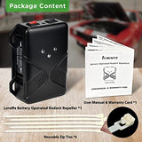 Loraffe Under Hood Animal Repeller Battery Operated Rodent Repellent Ultrasonic Rat Deterrent Keep Mice Away from Car with Ultrasound and Strobe Lights Vehicle Pest Control Automobile Rodent Defense