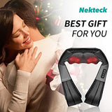 Nekteck Shiatsu Neck and Back Massager with Soothing Heat, Electric Deep Tissue 3D Kneading Massage Pillow for Shoulder, Leg, Full Body Muscle Pain Relief, Car, Office and Home Use