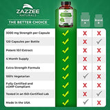 Zazzee Extra Strength Mullein 10:1 Extract, 3000 mg Strength, 120 Vegan Capsules, 4 Month Supply, Concentrated and Standardized 10X Extract, 100% Pure Leaf Powder, All-Natural and Non-GMO