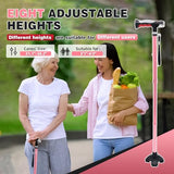 BigAlex Folding Walking Cane with Two Led Lights for Elderly Solid Base Adjustable Walking Stick with Carrying Bag for Man/Women