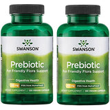 Swanson Prebiotic Capsules - Promotes Friendly Flora Support & Overall Digestive Health - Prebiotic Fiber Promoting Gut Health & Immune Health Support - (120 Veggie Capsules, 750mg Each) 2 Pack