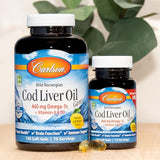 Carlson - Cod Liver Oil Gems, 460 mg Omega-3s, Plus Vitamins A and D3, Wild Caught Norwegian Arctic Cod Liver Oil, Sustainably Sourced Nordic Fish Oil Capsules, Lemon, 150 + 30 Softgels