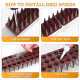 BORHOOD Bird Spikes, 20 Pack Bird Deterrent Spikes for Small Birds Pigeon Squirrel Raccoon Crow Cats Bird Defender Spikes for Outside to Keep Birds Away, Plastic Fence Spikes for Railing and Roof