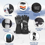 LATITOP Heated Gloves for Men Women, 7.4V 22.2WH Rechargeable Battery Heated Ski Gloves, Full Touchscreen & Waterproof Windproof, Up to 10H Heating for Winter Outdoor Work Skiing Hiking Snowmobile, L