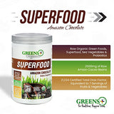 Greens+ Plus Organic Superfood Amazon Chocolate, Boost Energy, Essential Blend of Raw Foods, Non GMO, Gluten Free, USDA Organic and Vegan Powder, 8.46 oz