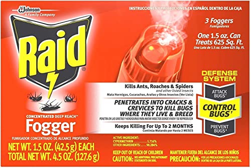 Raid Concentrated Deep Reach Fogger, 1.5 OZ, 3-Pack