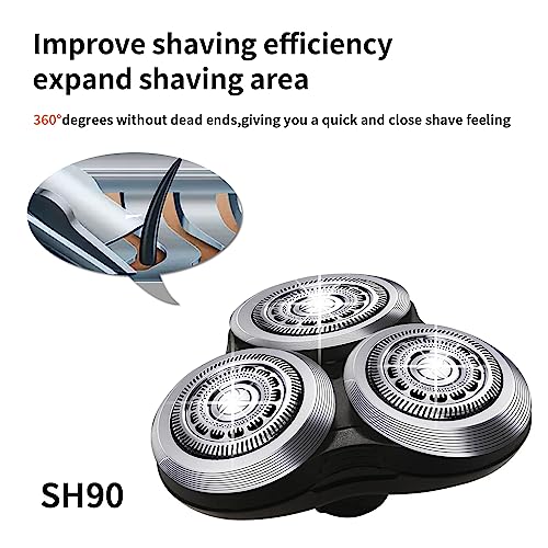 SH90 Replacement Heads for Philips Norelco Shavers Series 9000, New version of metal wheel buckle and Upgrade double-layer Precision Blades