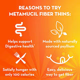 Metamucil Fiber Thins, Daily Psyllium Husk Fiber Supplement, Supports Digestive Health and Satisfies Hunger, Cinnamon Spice Flavor, 12 Servings (Pack of 4)