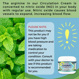 Arginine Circulation Cream 2 oz - Menthol, L Arginine & L Citrulline Lotion - Supports Healthy Blood Flow to Hands, Feet, and Body