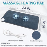 DAILYLIFE Massage Heating Pad, 12"x 24" Electric Heated Pads with Massager, 4 Massage Modes, 6 Heat Settings, 24 Relaxing Combinations, Back Pain and Sore Muscle Relief, Deep Blue