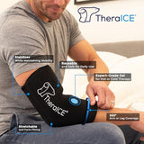 TheraICE Elbow & Knee Ice Pack for Injuries Compression Sleeve, Reusable Gel Cold Pack for Knee, Elbow, Ankle, Calf - Flexible Cold Wrap Recovery for Meniscus, ACL, MCL, Pain Relief (XL) Black