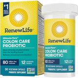 Renew Life Probiotic Colon Care Probiotic Capsules, Daily Supplement Offers Colon Support, L. Rhamnosus GG, Dairy, Soy and gluten-free, 80 Billion CFU, 30 Count