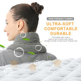 UNCN Long Heating pad for Neck and Shoulders Back 33 * 5.9" microwavable Large Moist Heat Pack Warm hot Compress Neck wrap Weighted Bag Massage Reusable Herbal Nature Calming Portable Grey