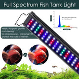 AQQA Aquarium Light,Full Spectrum LED Fish Tank Lights,12"-54" Adjustable Multi-Color White Blue Red Green LEDs with Extendable Brackets,14W-31W for Freshwater Plants 31W(48"-54")