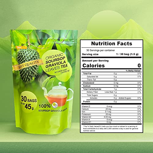 Organic Soursop Graviola Leaves Tea Pack of 30 Bags