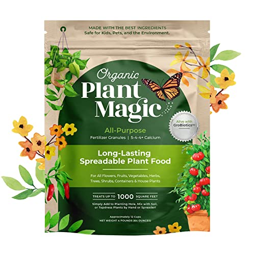 Organic Plant Magic - Truly Organic™ Slow Release Granular Fertilizer : Long-Lasting Plant Food Granules for All Indoor & Outdoor Flowers, Vegetable Gardens, Herbs, Fruit Trees, Shrubs, Lawns & House Plants [One 4 lb Bag]
