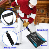 Snow Shovel, 2024 New Upgrade Large-Capacity Lightweight Aluminum Portable Snow Shovel, Parent-Child Playing Snow Shovel, Shovel for Garden, Car, Camping with Extra Ice Scrape(Black)