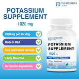Puregen Labs Potassium Bicarbonate Supplement 1020 mg | Non-GMO | Gluten Free | Made in USA | 240 Vegetarian Capsules