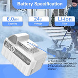 Powilling 2Pack 6.0Ah 24V Battery for Snow Joe 24V Battery,Compatible with Snow Joe 24V 24VBAT-LTW, 24VBAT-LTE,24VBAT-LT, 24VBAT, 24V-X2-SB18, 24VBAT-XR iON+ System for Joe iON+ 24V Series Battery