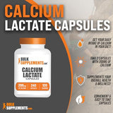 BulkSupplements.com Calcium Lactate Capsules - Calcium Supplement, Calcium 200mg - Calcium Lactate Supplement, 2 Capsules per Serving - 120-Day Supply, 240 Capsules